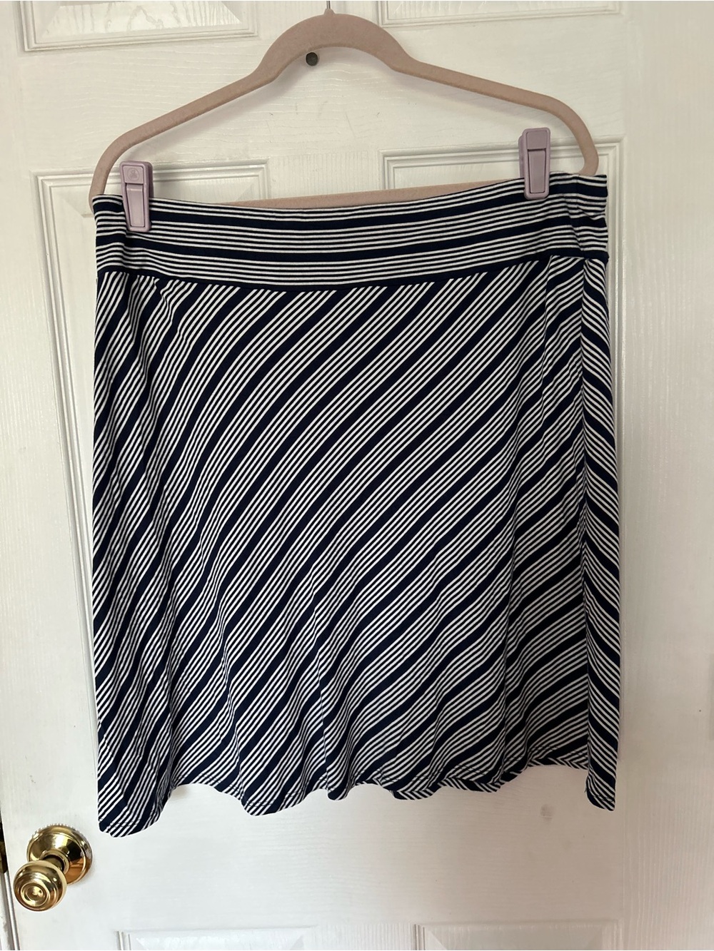 Westport Striped A-Line Knit Skirt - Navy and White